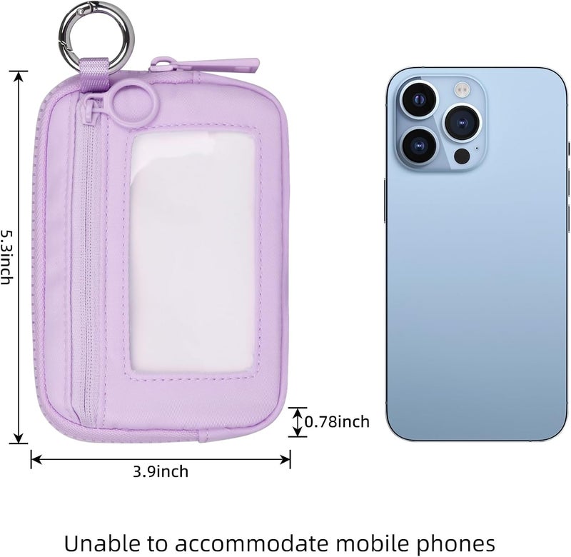 DiDida The Iris Wallet Zip Card Case with ID Window Purses for Women Coin Purse with Zipper Mini Portable Keychain Wallet, Purple - Image 4